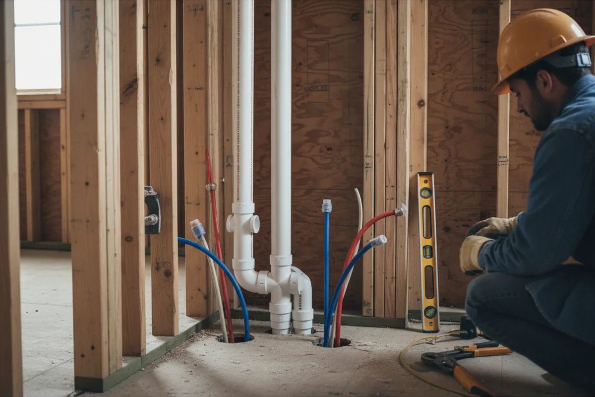 Drain and supply rough-in during Garbage Disposal Repair in Escalon