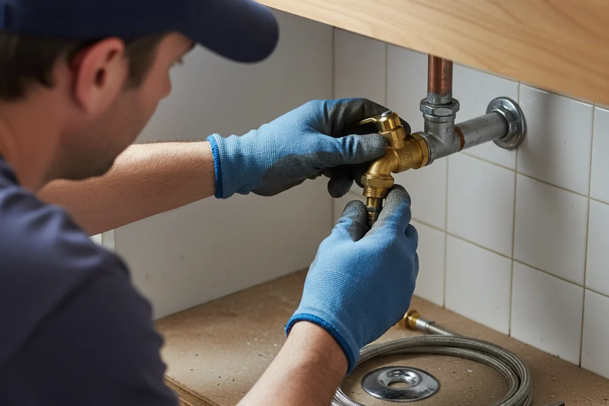 Shutoff valve and fitting work during Faucet and Fixture Repair in Escalon